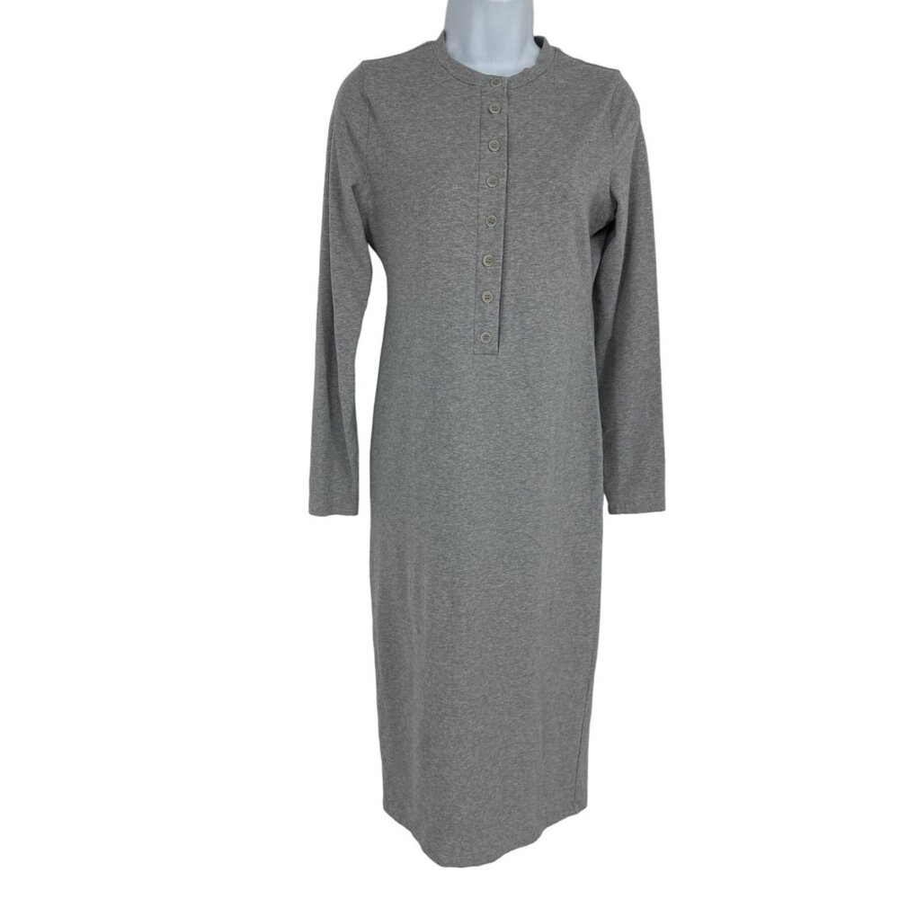 Reformation Heather Gray Long Sleeve Midi Henley Dress